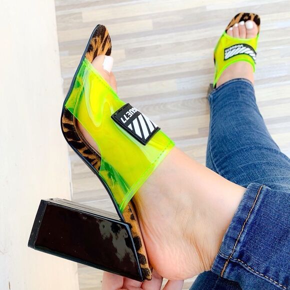 Neon Leopard Block Heel Mule - Fashion - Picture 5 of 8
